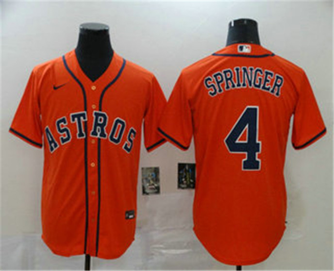 2020 Houston Astros #4 George Springer Orange Stitched MLB Cool Base Nike Jersey