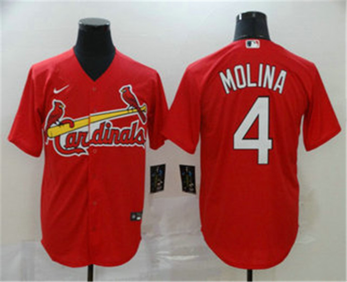 2020 St. Louis Cardinals #4 Yadier Molina Red Stitched MLB Cool Base Nike Jersey - Click Image to Close