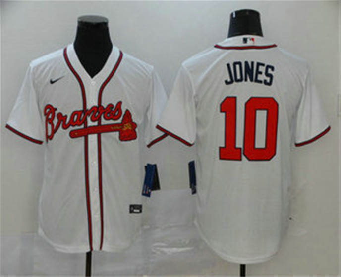 2020 Atlanta Braves #10 Chipper Jones White Stitched MLB Cool Base Nike Jersey