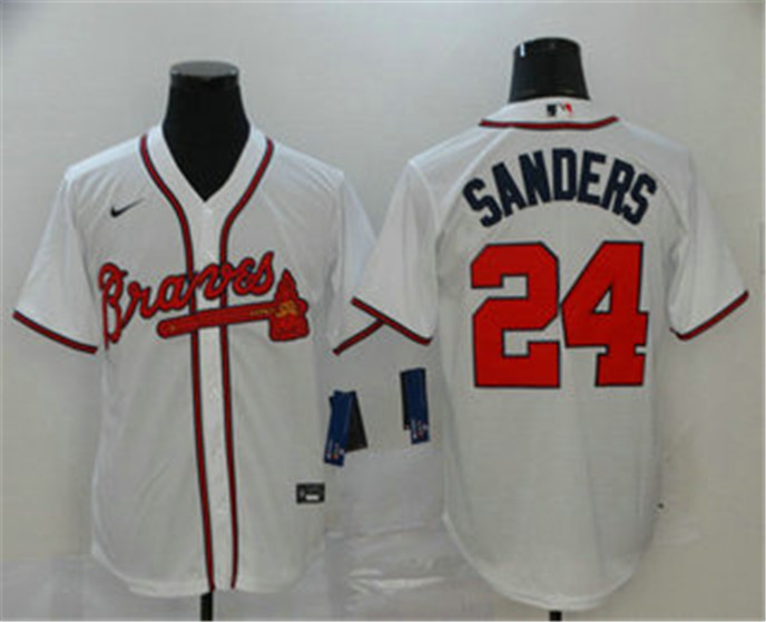 2020 Atlanta Braves #24 Deion Sanders White Stitched MLB Cool Base Nike Jersey