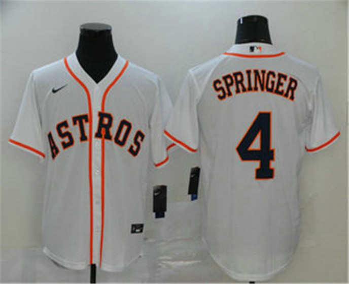 2020 Houston Astros #4 George Springer White Stitched MLB Cool Base Nike Jersey