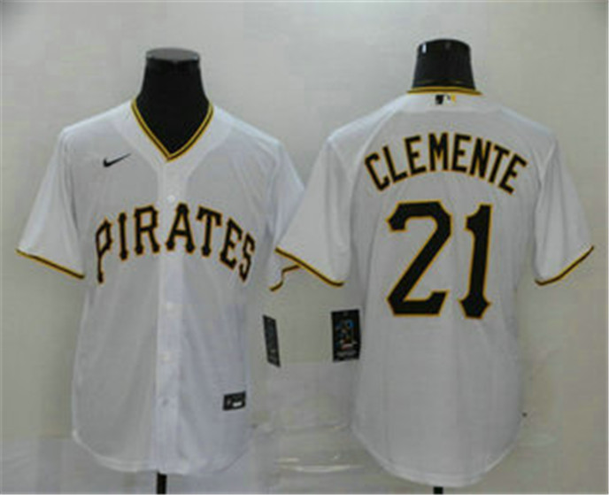 2020 Pittsburgh Pirates #21 Roberto Clemente White Stitched MLB Cool Base Nike Jersey - Click Image to Close