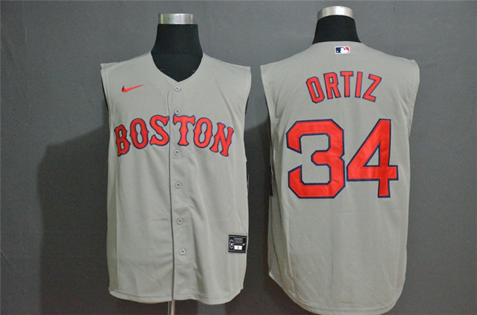 2020 Boston Red Sox #34 David Ortiz Grey Cool and Refreshing Sleeveless Fan Stitched MLB Nike Jersey - Click Image to Close