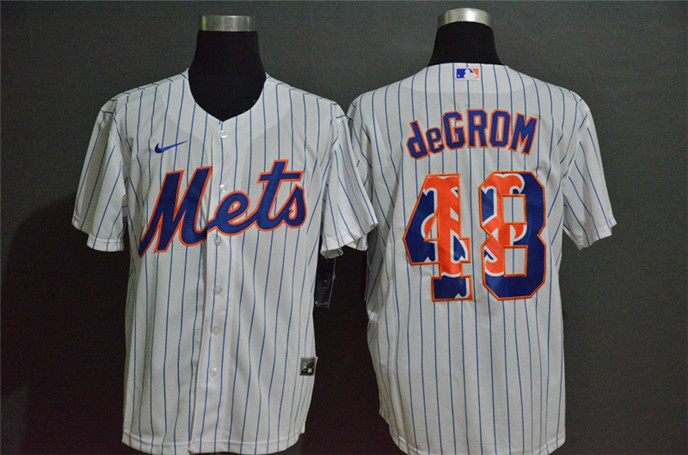2020 New York Mets #48 Jacob deGrom White Team Logo Stitched MLB Cool Base Nike Jersey