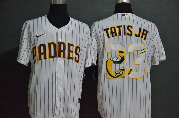 2020 San Diego Padres #23 Fernando Tatis Jr. White Team Logo Stitched MLB Cool Base Nike Jersey