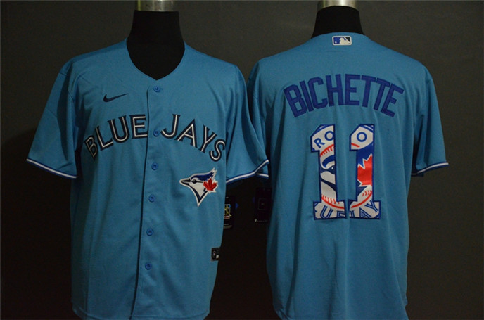 2020 Toronto Blue Jays #11 Bo Bichette Light Blue Team Logo Stitched MLB Cool Base Nike Jersey - Click Image to Close