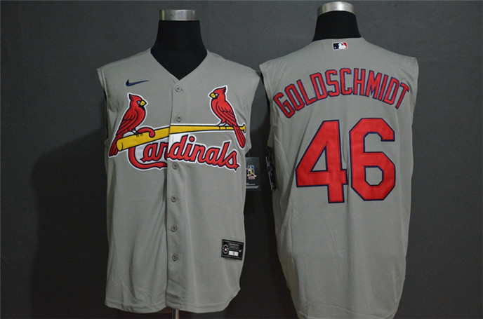 2020 St. Louis Cardinals #46 Paul Goldschmidt Grey Cool and Refreshing Sleeveless Fan Stitched MLB N