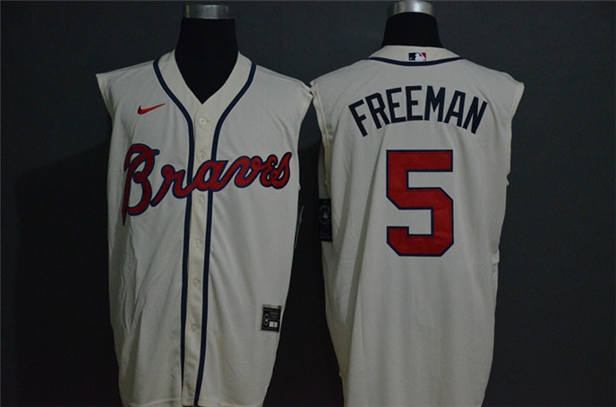 2020 Atlanta Braves #5 Freddie Freeman Cream Cool and Refreshing Sleeveless Fan Stitched MLB Nike Je