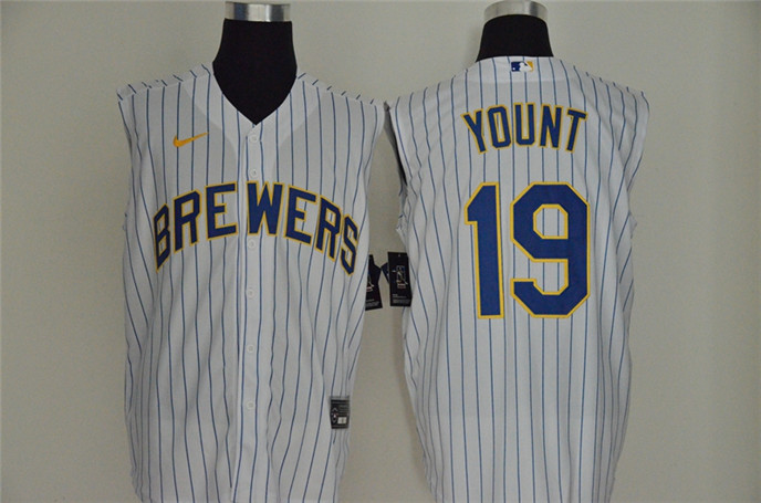 2020 Milwaukee Brewers #19 Robin Yount White Cool and Refreshing Sleeveless Fan Stitched MLB Nike Je