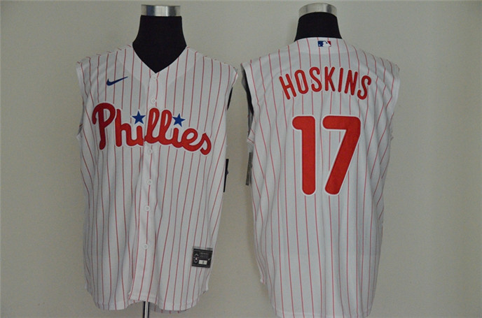 2020 Philadelphia Phillies #17 Rhys Hoskins White Cool and Refreshing Sleeveless Fan Stitched MLB Ni - Click Image to Close