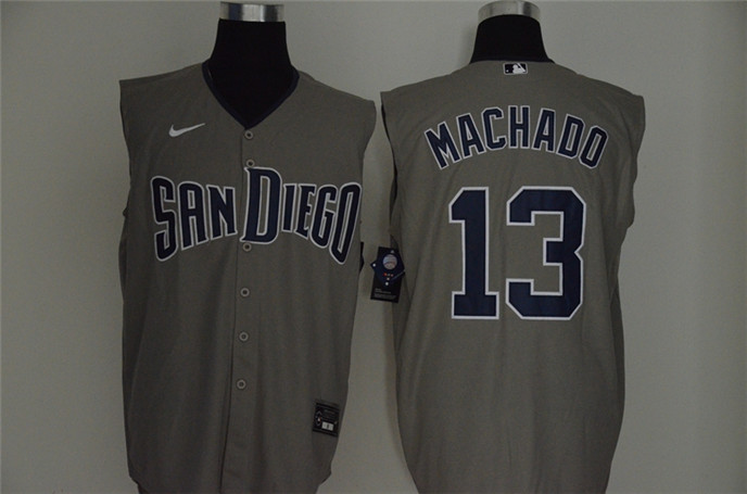 2020 San Diego Padres #13 Manny Machado Gray Cool and Refreshing Sleeveless Fan Stitched MLB Nike Je - Click Image to Close