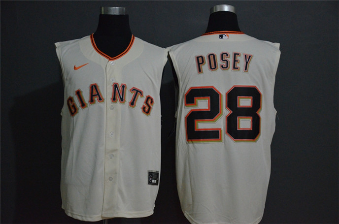 2020 San Francisco Giants #28 Buster Posey Cream Cool and Refreshing Sleeveless Fan Stitched MLB Nik