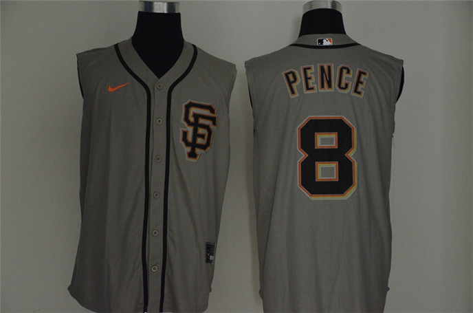 2020 San Francisco Giants #8 Hunter Pence Gray Cool and Refreshing Sleeveless Fan Stitched MLB Nike - Click Image to Close