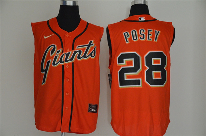 2020 San Francisco Giants #28 Buster Posey Orange Cool and Refreshing Sleeveless Fan Stitched MLB Ni