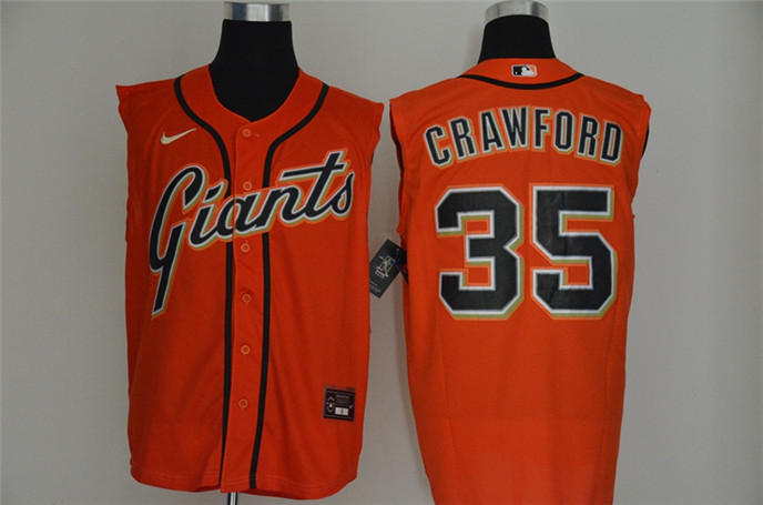 2020 San Francisco Giants #35 Brandon Crawford Orange Cool and Refreshing Sleeveless Fan Stitched ML - Click Image to Close