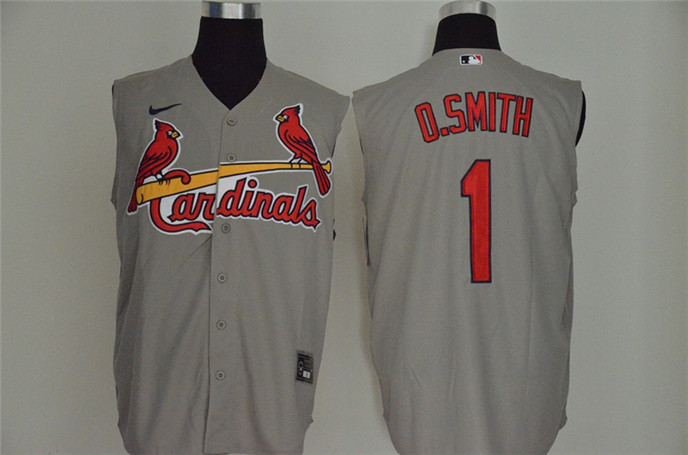 2020 St. Louis Cardinals #1 Ozzie Smith Gray Cool and Refreshing Sleeveless Fan Stitched MLB Nike Je