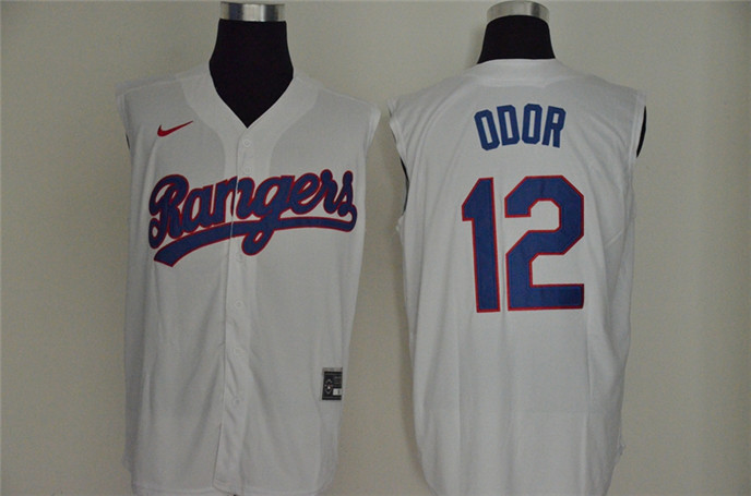 2020 Texas Rangers #12 Rougned Odor White Cooperstown Collection Cool and Refreshing Sleeveless Fan
