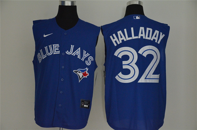2020 Toronto Blue Jays #32 Roy Halladay Blue Cool and Refreshing Sleeveless Fan Stitched MLB Nike Je
