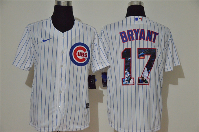 2020 Chicago Cubs #17 Kris Bryant White Unforgettable Moment Stitched Fashion MLB Cool Base Nike Jer