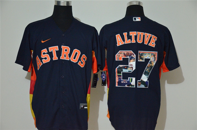 2020 Houston Astros #27 Jose Altuve Navy Blue Unforgettable Moment Stitched Fashion MLB Cool Base Ni