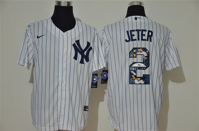 2020 New York Yankees #2 Derek Jeter White Unforgettable Moment Stitched Fashion MLB Cool Base Nike