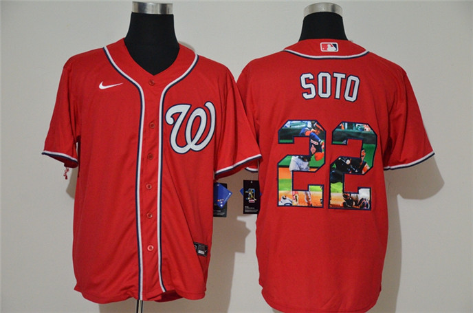 2020 Washington Nationals #22 Juan Soto Red Unforgettable Moment Stitched Fashion MLB Cool Base Nike