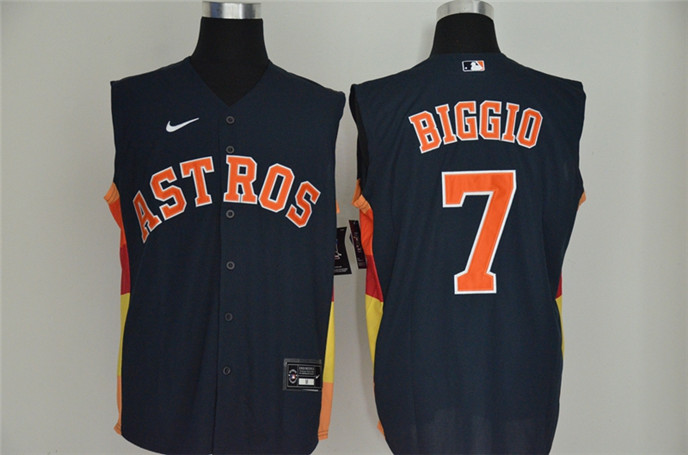 2020 Houston Astros #7 Craig Biggio Navy Blue Cool and Refreshing Sleeveless Fan Stitched MLB Nike J