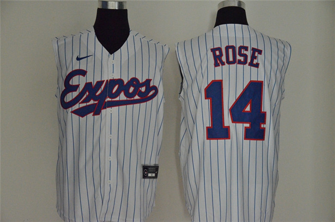 2020 Montreal Expos #14 Pete Rose White Cooperstown Collection Cool and Refreshing Sleeveless Fan St