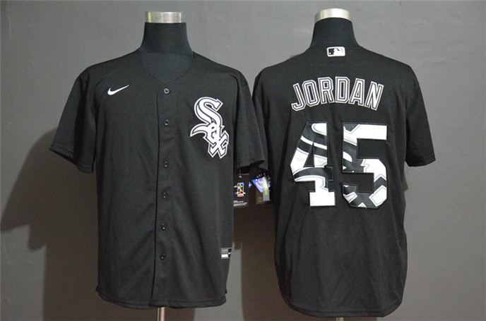 2020 Chicago White Sox #45 Michael Jordan Black Team Logo Stitched MLB Cool Base Nike Jersey