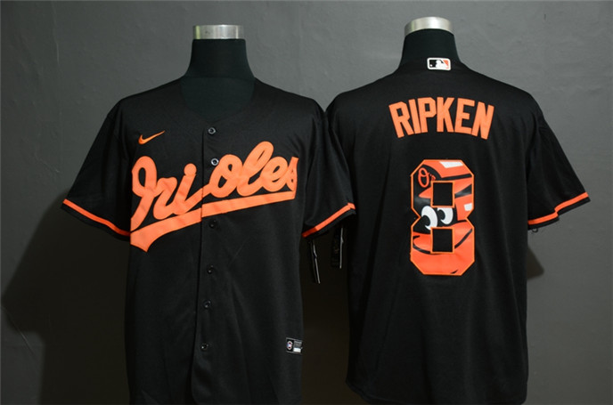2020 Baltimore Orioles #8 Cal Ripken Jr. Black Team Logo Stitched MLB Cool Base Nike Jersey - Click Image to Close