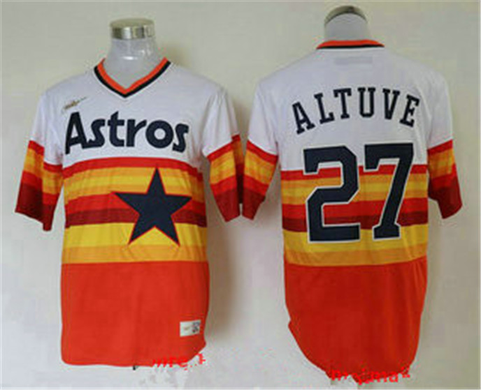 2020 Houston Astros #27 Jose Altuve Orange Rainbow Cooperstown Stitched MLB Cool Base Nike Jersey