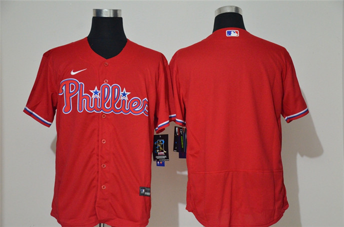 2020 Philadelphia Phillies Blank Red Stitched MLB Flex Base Nike Jersey - Click Image to Close