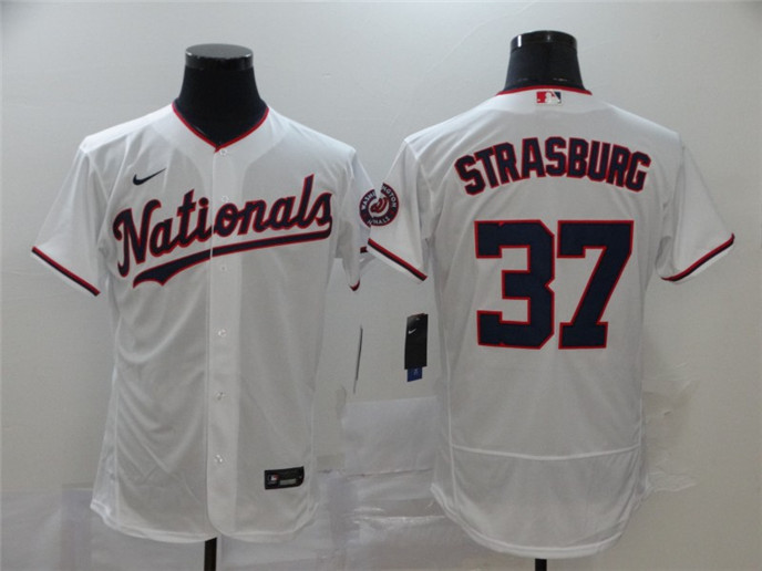 2020 Washington Nationals #37 Stephen Strasburg White Stitched MLB Flex Base Nike Jersey
