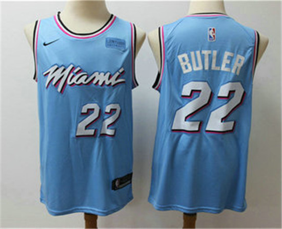 2020 Men's Miami Heat #22 Jimmy Butler Light Blue Nike Swingman 2018 playoffs Earned Edition Stitche