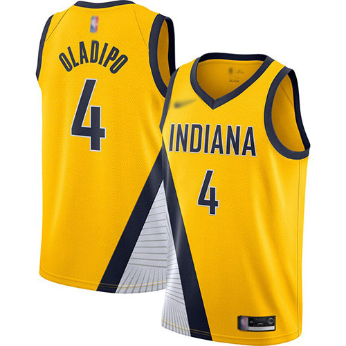 2020 Pacers #4 Victor Oladipo Gold Basketball Swingman Statement Edition 2019-Jersey
