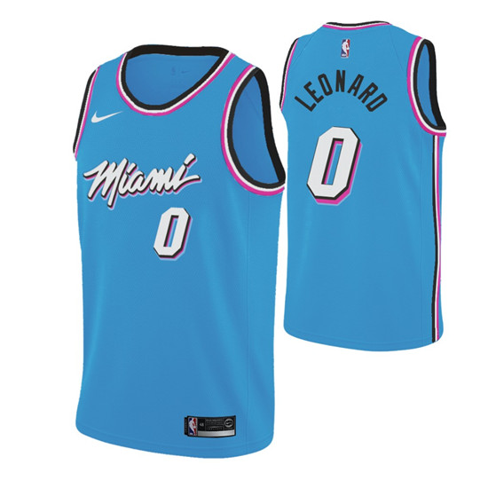 2020 Nike Heat #0 Meyers Leonard 2019-20 Men's Blue Miami City Edition NBA Jersey