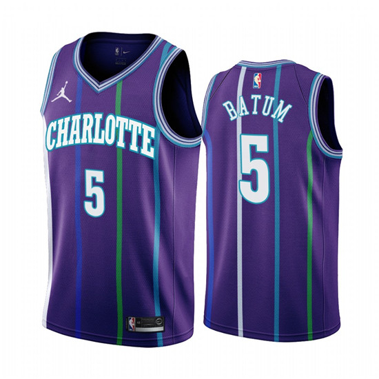 2020 Nike Hornets #5 Nicolas Batum Purple 2019-20 Classic Edition Stitched NBA Jersey