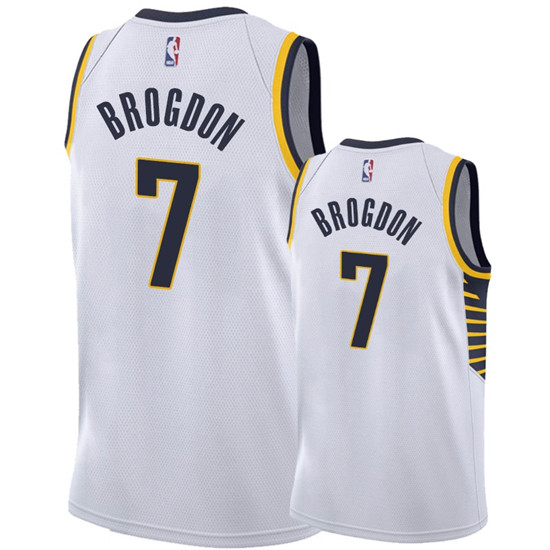 2020 Nike Pacers #7 Malcolm Brogdon White Association Edition Men's NBA Jersey - Click Image to Close