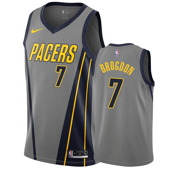 2020 Nike Pacers #7 Malcolm Brogdon Gray City Edition Men's NBA Jersey - Click Image to Close