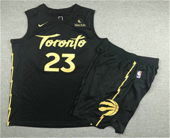 2020 Men's Toronto Raptors #23 Fred VanVleet Black Nike City Edition Swingman Jersey With Shorts