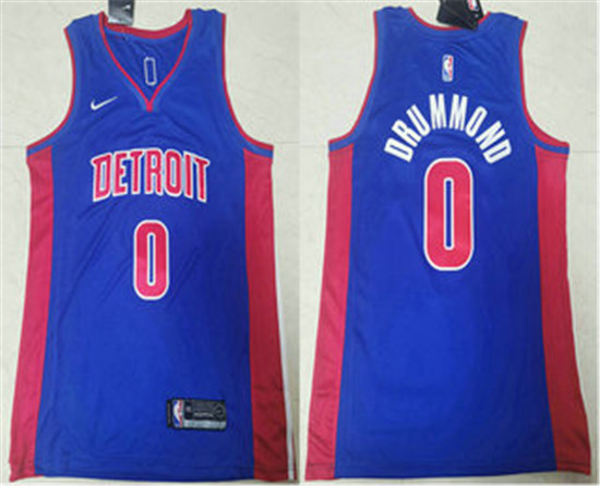2020 Men's Detroit Pistons #0 Andre Drummond Blue 2019 Nike Swingman Stitched NBA Jersey - Click Image to Close