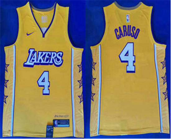 2020 Men's Los Angeles Lakers #4 Alex Caruso Yellow Nike City Edition Swingman Jersey