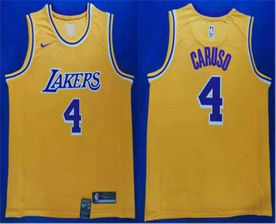 2020 Men's Los Angeles Lakers #4 Alex Caruso 2019 Yellow Nike Swingman Stitched NBA Jersey