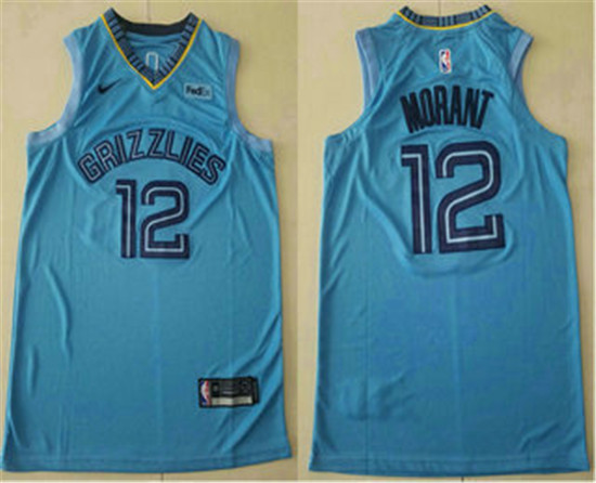 2020 Men's Memphis Grizzlies #12 Ja Morant Light Blue 2019 Nike Authentic Stitched NBA Jersey With T