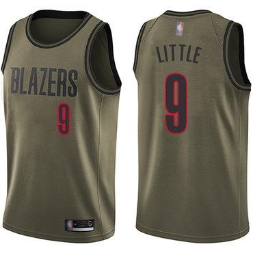 2020 Blazers #9 Nassir Little Green Salute to Service Basketball Swingman Jersey