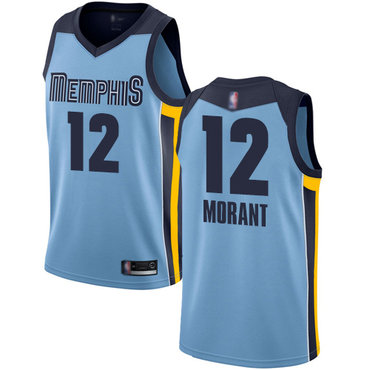 2020 Grizzlies #12 Ja Morant Light Blue Basketball Swingman Statement Edition Jersey