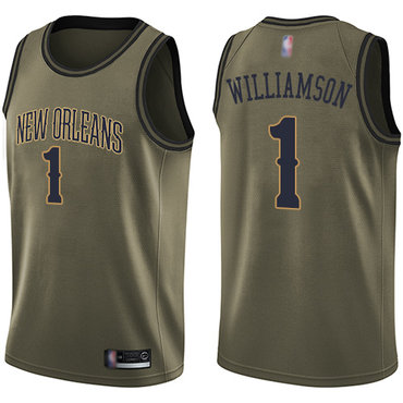 2020 Pelicans #1 Zion Williamson Green Basketball Swingman Salute to Service Jersey