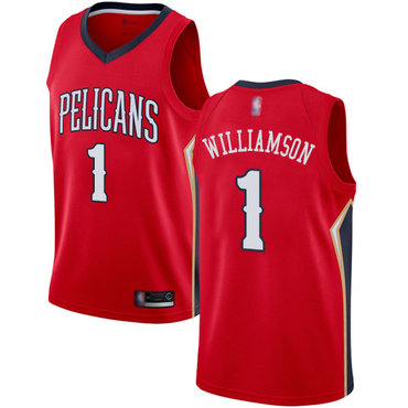 2020 Pelicans #1 Zion Williamson Red Basketball Swingman Statement Edition Jersey