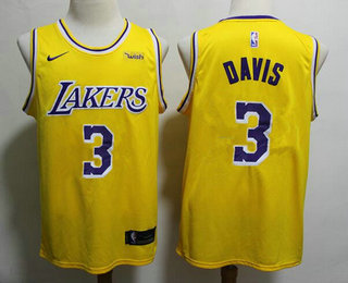 2020 Men's Los Angeles Lakers #3 Anthony Davis 2019 Yellow Nike Swingman Wish Stitched NBA Jersey