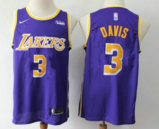2020 Men's Los Angeles Lakers #3 Anthony Davis 2019 Purple Nike Swingman Wish Stitched NBA Jersey